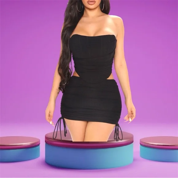 💜 NWOT Fashion Nova Black Skirt Set 💜 - Picture 4 of 11